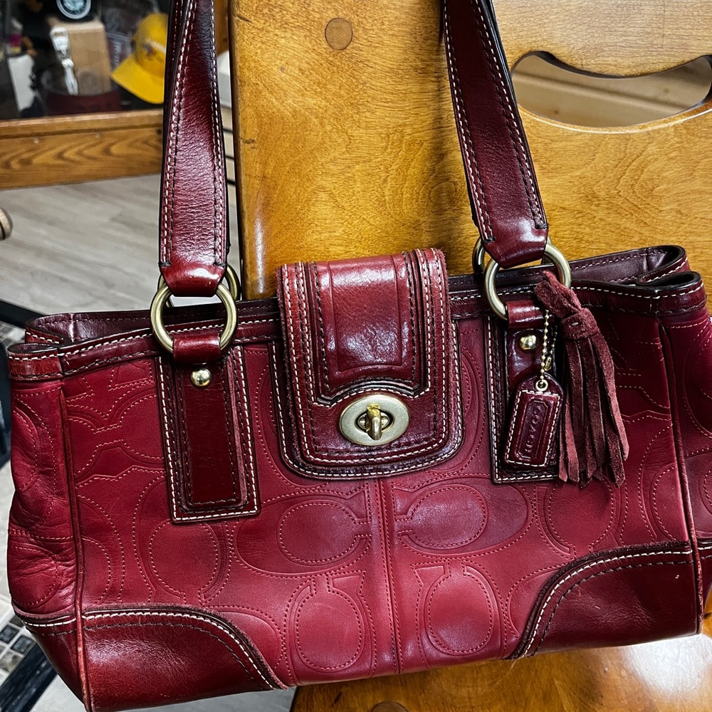 Coach Y2K Hampton Signature Burgundy/Red shoulder bag